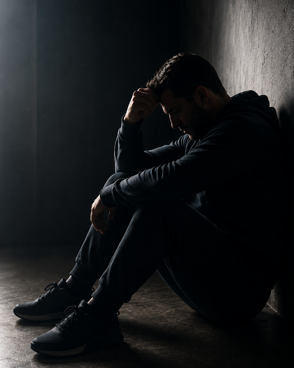 Person sitting in shadow feeling stuck